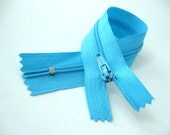 8 inch aqua blue zippers - 10 pcs