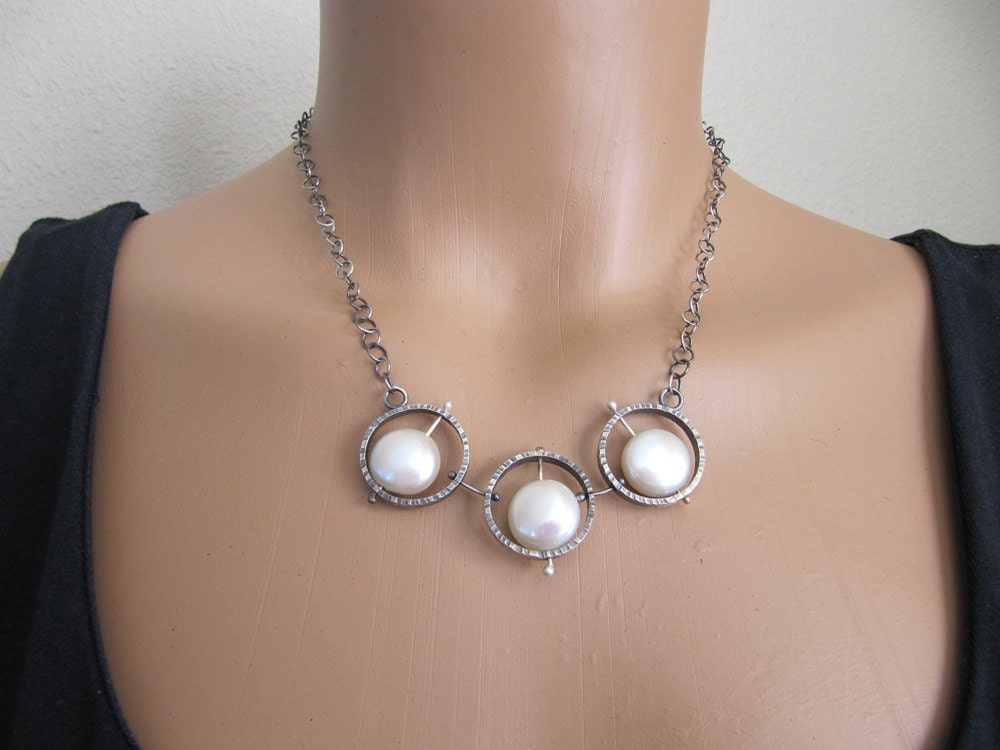 Triple Treat - Pearl and Silver Necklace