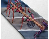 Hand Embroidery on Refashioned Necktie - San Francisco Power Pole