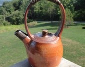 Orange Shino Wood-Fired Teapot