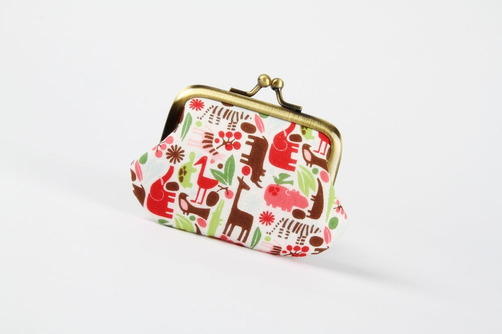 Mummy purse - Zoo in Christmas - metal frame pouch