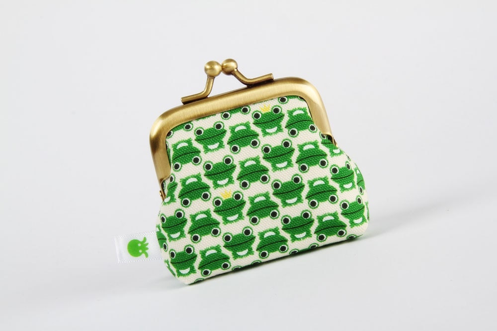 Deep baby - Tiny frogs - metal frame purse
