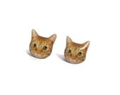 Cute Orange White Cat Kitten Stud Earrings - A14E84