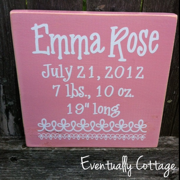 Birth Announcement Block- baby girl