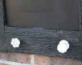 Rustic Black and White Reclaimed Barn Wood Chalkboard with a hooks