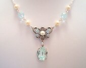 Something blue necklace, bridal necklace, wedding jewelry, bridesmaid jewelry, Swarovski crystal, Swarovski pearl