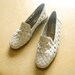 1980s woven leather off white preppy loafers size 6
