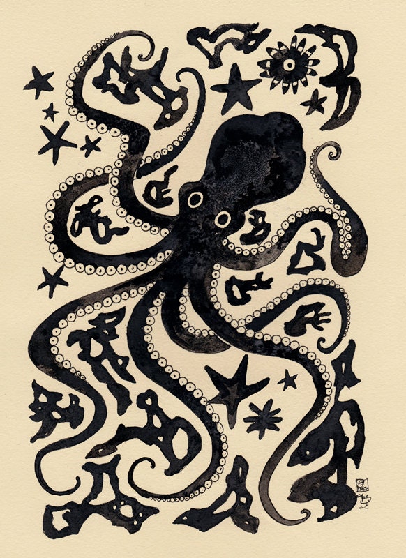 Minoan Motifs : Octopus 5x7 Print