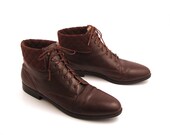 Granny Boots Vintage 1980s Rockport Brown Leather Lace Up Women's size 9