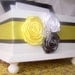 Wedding Card BOX - Yellow and Gray, White Gloss Wooden Box, Custom colors available