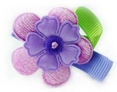 Lavander and Iris - felt and satin flower hair clip - no slip grip