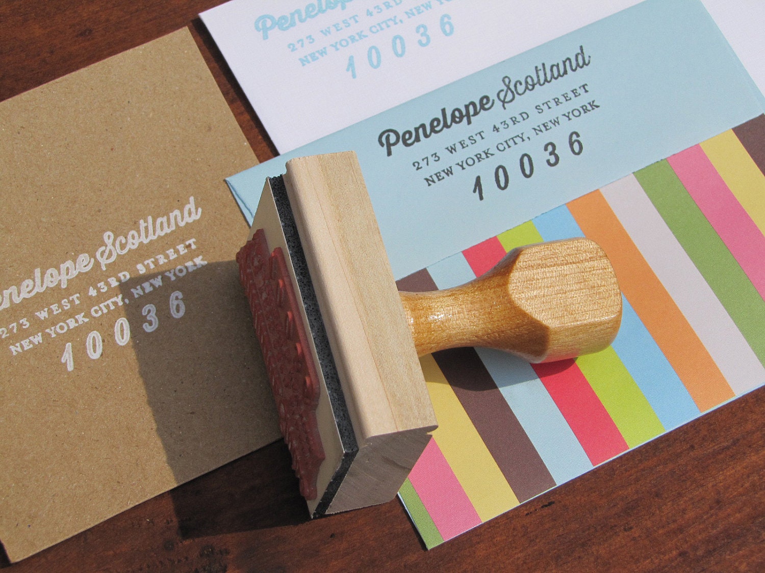 Personalized Wooden Handle Return Address Rubber Stamp