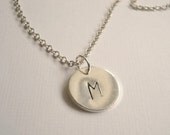 Personalized Necklace  Hand Stamped Silver Initial Disc Bridesmaids Necklace Wedding Jewelry