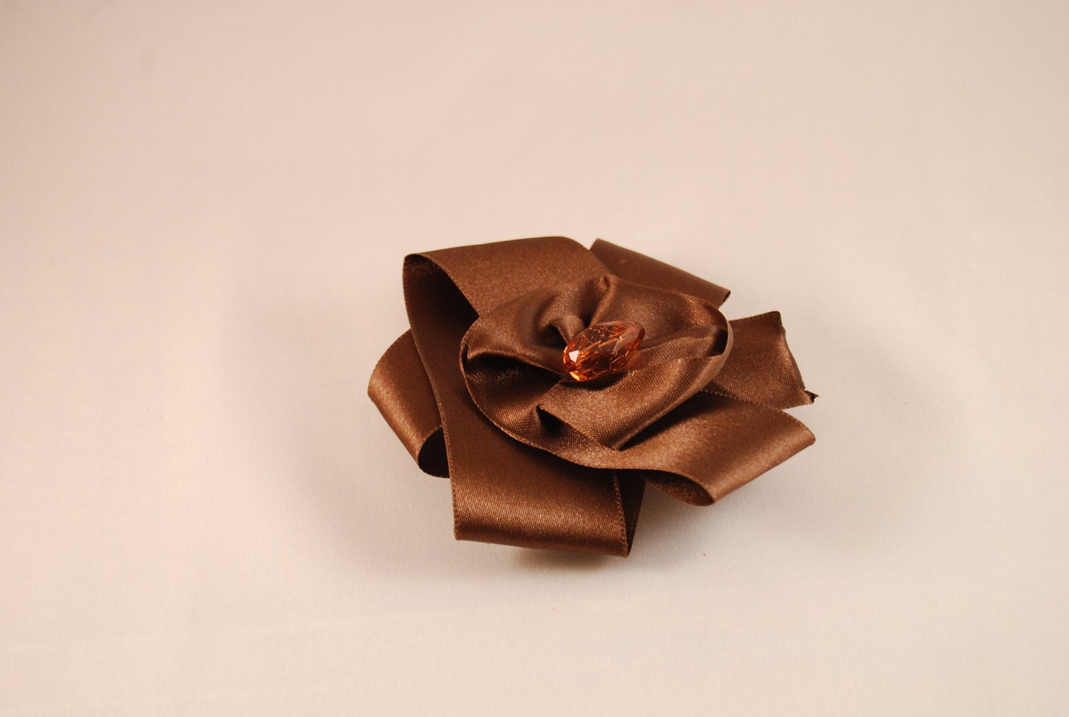 50% off LIQUIDATION SALE Brown Satin Flower Clip/Barrette
