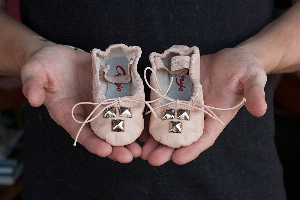 Studded Ballet Slippers: PINK 8 TODDLER