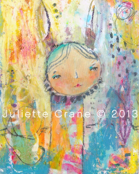 Whimsical Mixed Medai - Becoming Magic- 8x10 inch Print of a Reproduction of the Original Mixed Media Painting by Juliette Crane