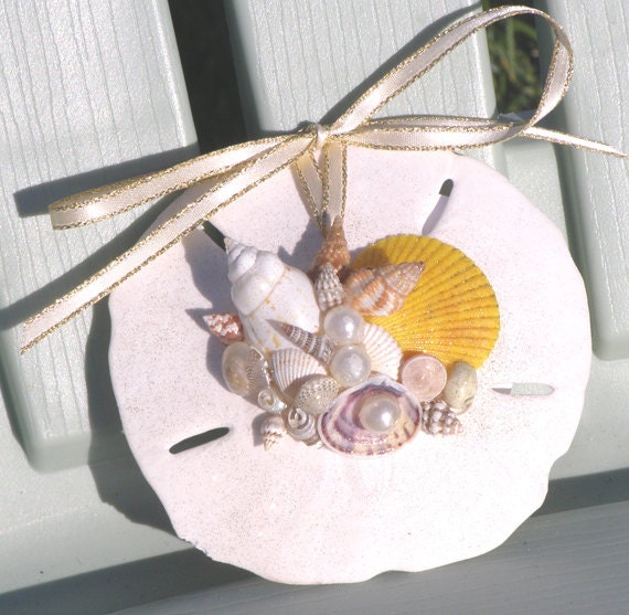 BEACH SAND DOLLAR No. 5 Christmas ornament, seashells, beach decor, elegant design, nautical ornament
