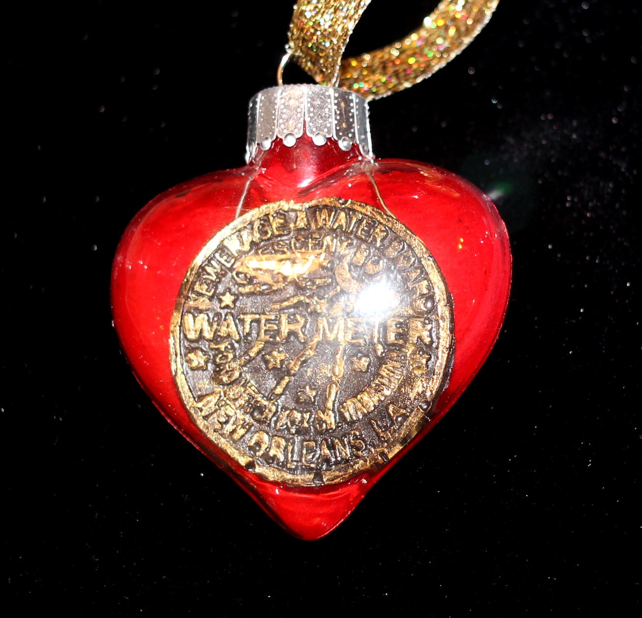 New Orleans Watermeter glass ornament Fleur De Lis