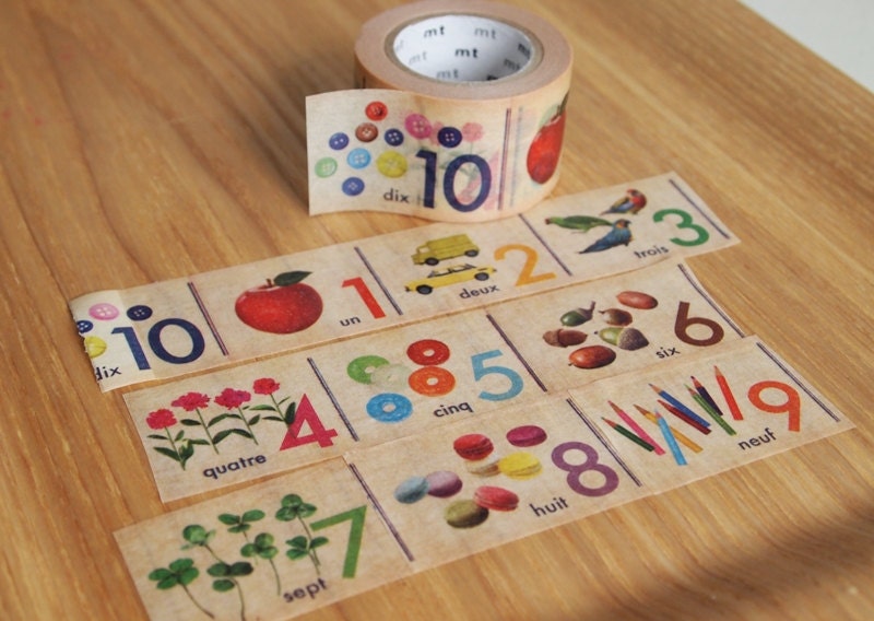 Japanese masking tape number apple clover macaron. For your craft projects, scrapbooking, packing, gift wrapping.