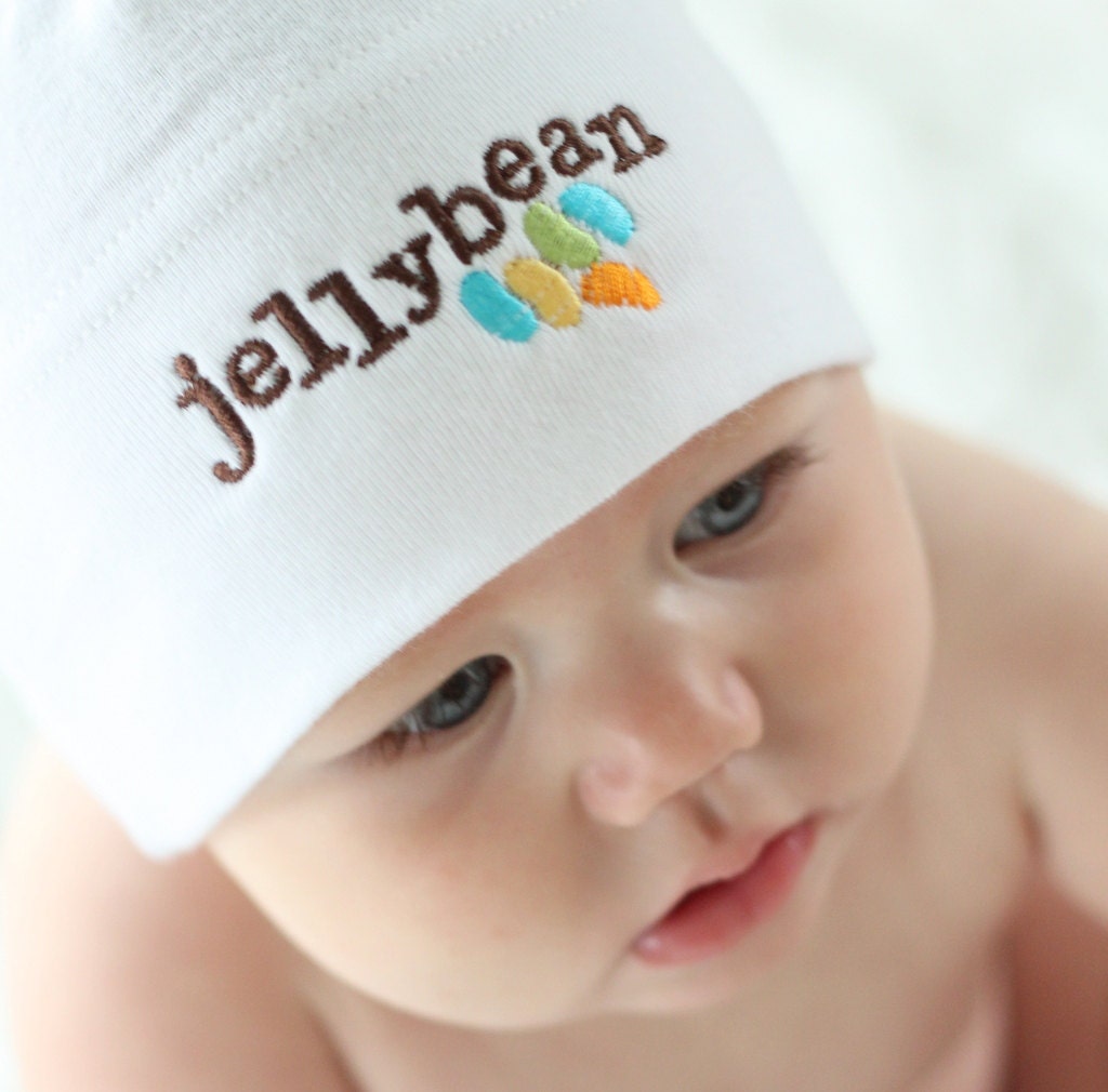 Jellybean Nickname Baby Knot Hat - White American Apparel