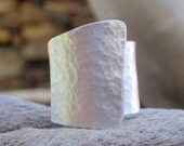 Hammered sterling silver wrap ring - wide ring - made to order