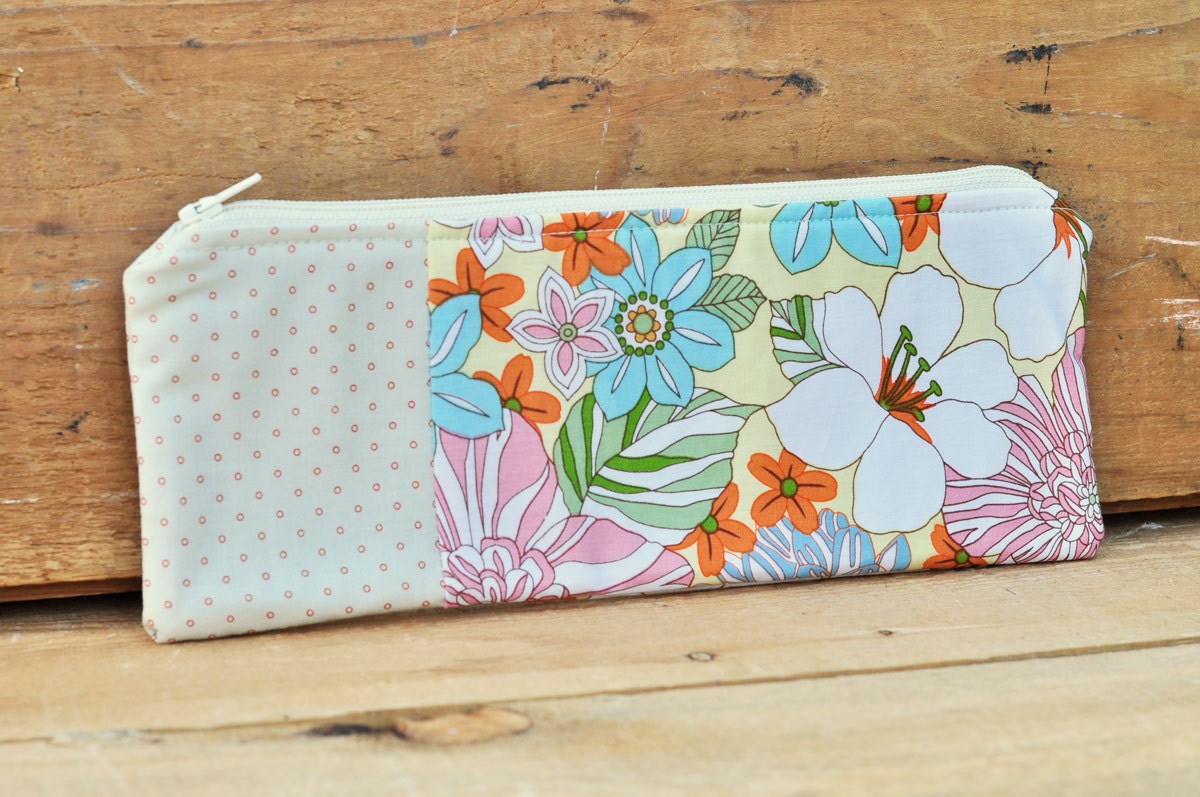 Pencil Pouch with Pastel Floral Print