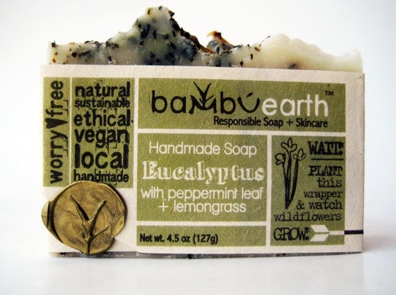 Mint Soap with Eucalyptus Gift Wrapped in Plantable Paper Organic