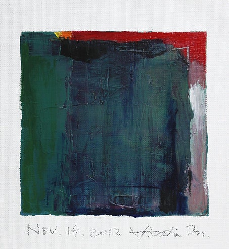 Nov. 19, 2012 - Original Abstract Oil Painting - 9x9 painting (9 x 9 cm - app. 4 x 4 inch) with 8 x 10 inch mat