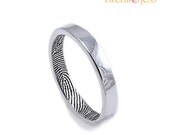 Fingerprint Custom 3mm Sterling Silver Wedding or Commitment Ring