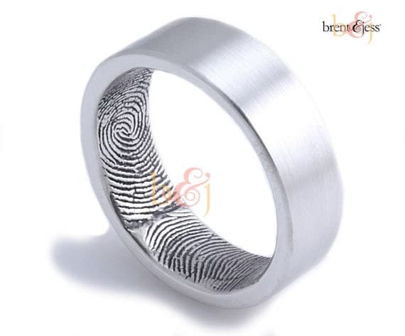 6mm Sterling Silver Custom Fingerprint Wedding/Commitment Ring with Double Wrap Prints