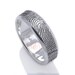 6mm Sterling Beveled Edge Custom Wedding Band with Fingerprint Wrapped Around the Exterior