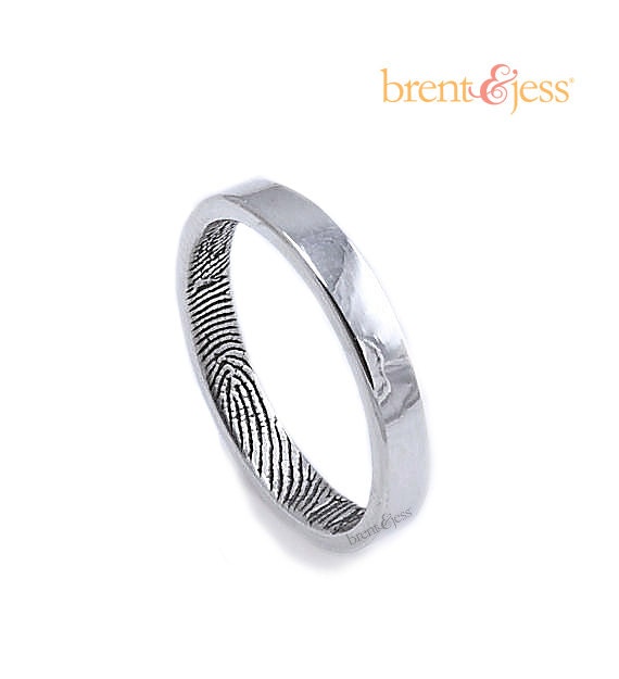 Fingerprint Custom 3mm Sterling Silver Wedding or Commitment Ring