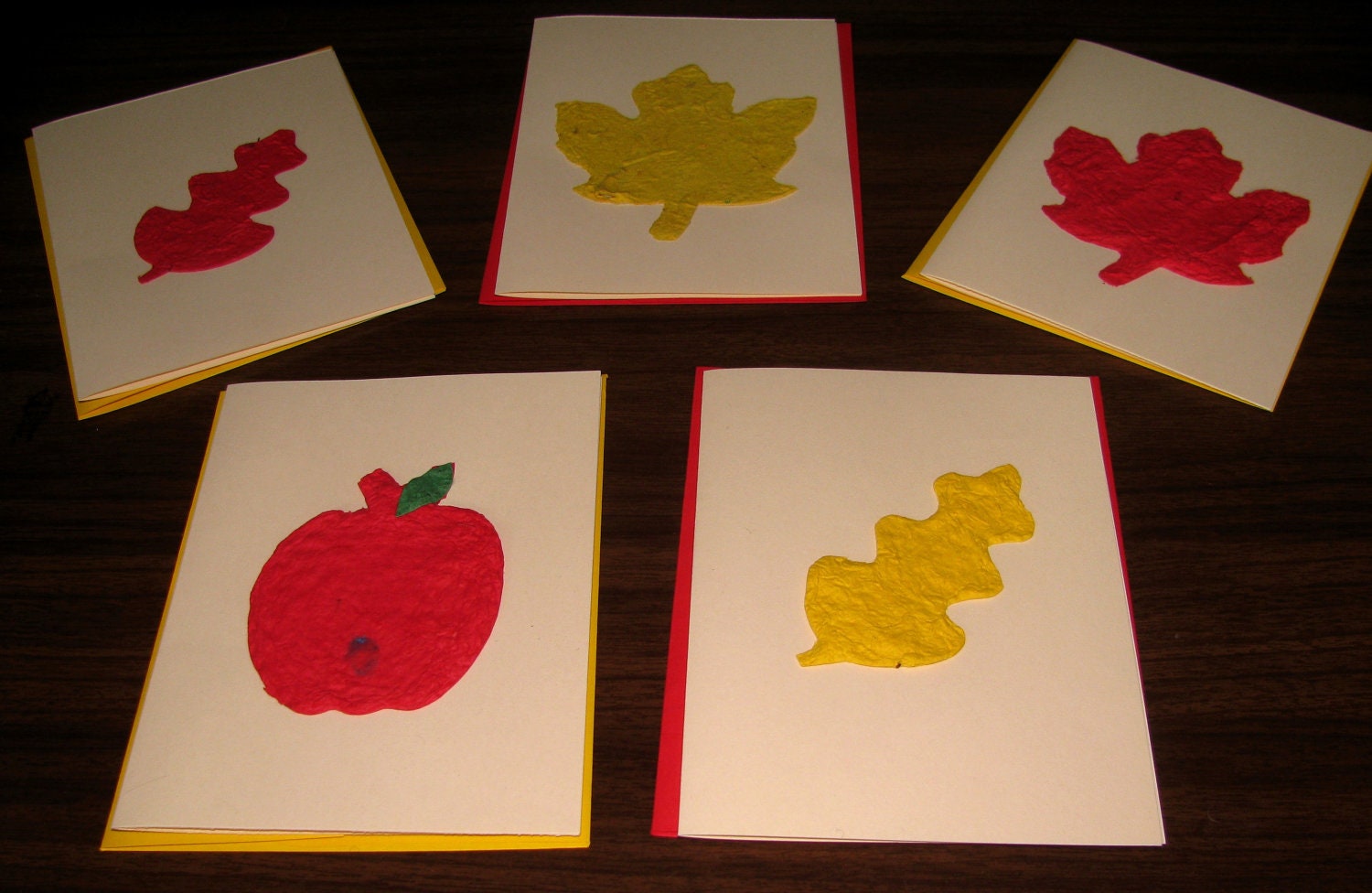 Plantable Seed Paper Notecards in a Red and Yellow Autumn Theme