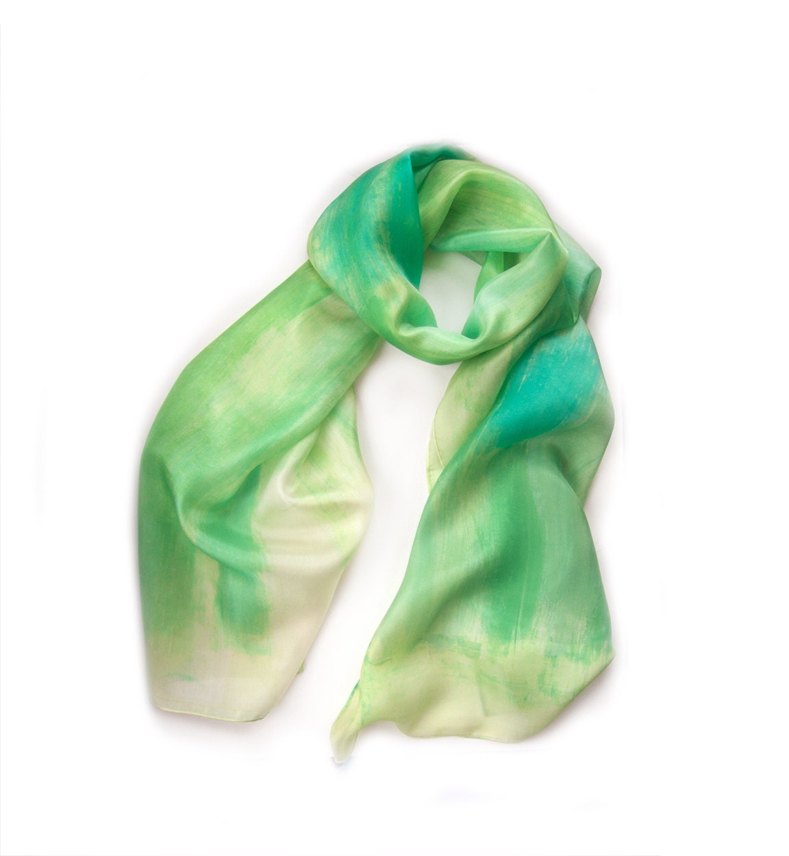 Hand painted silk scarf-Lime green abstract silk scarf painted by Dimo-OOAK-Woman fashion scarf in bright colors.Neon silk scarf