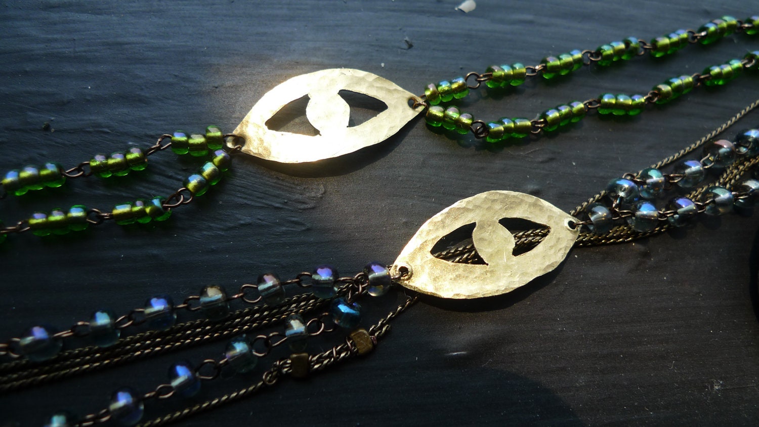 Mystic Eye Goddess Headpiece, Turquoise Beaded & Hammered Brass Hairband