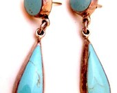 Sterling Silver Turquoise Dangling Earrings Mexico ATI