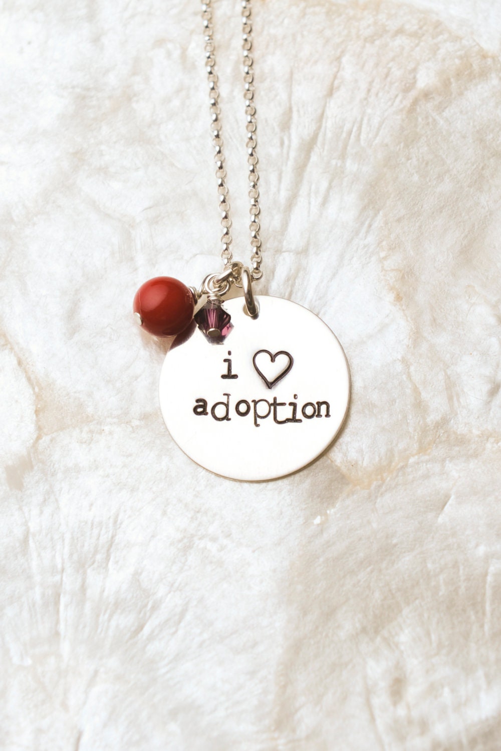 I Love Adoption Necklace, Adoption Gifts, Heart Necklace, Adoption Sayings