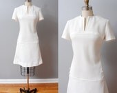 1960s Dress - Mod White Drop Waist Scooter Dress