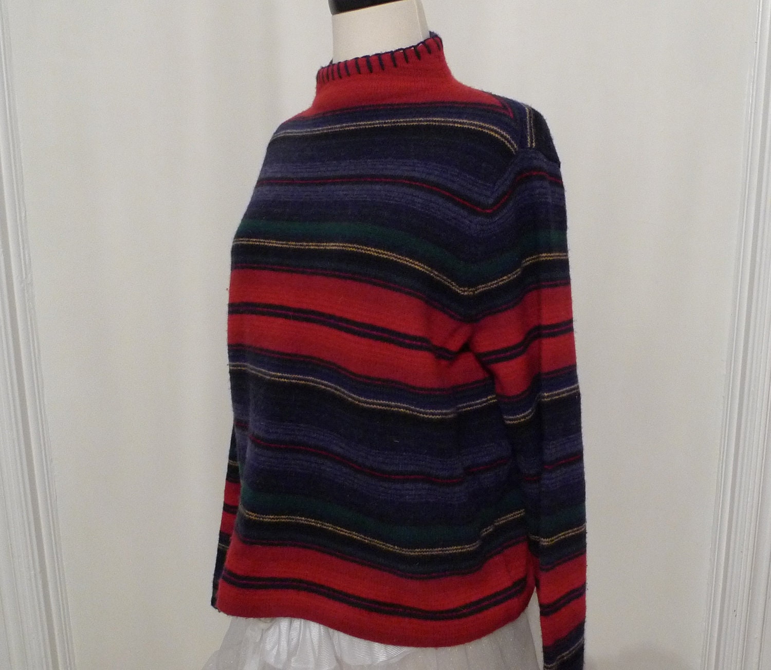 Lambswool Striped Sweater //Blanket Jacket Style// Unisex/ SW Colors
