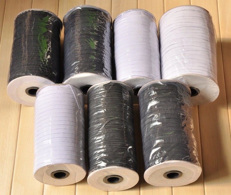 A roll  131 Yard black/white Super Elastic Band Rubber Band Cord --- Super Quality  0.6cm/0.7cm/0.8cm