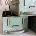 Vintage Metal Drawers - Great Displays - Old Tattered Green Paint - So Rustic - So Chic -