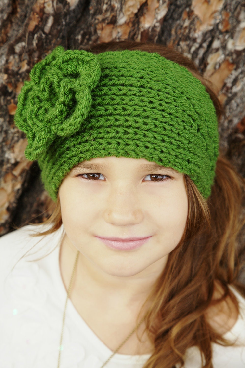 Custom Hand Knit Earwarmer/Headband with Crochet Flower Embellishment