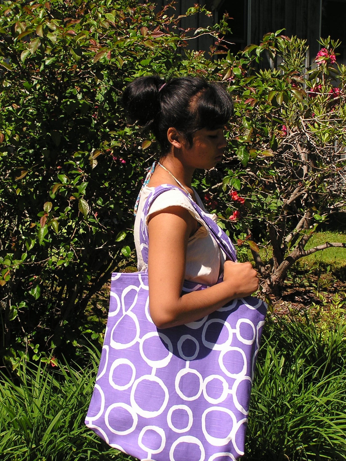 Connected Circles in Purple LARGE Tote