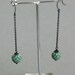 Long Turquoise Green Bead Earrings - Black, Glass, Czech