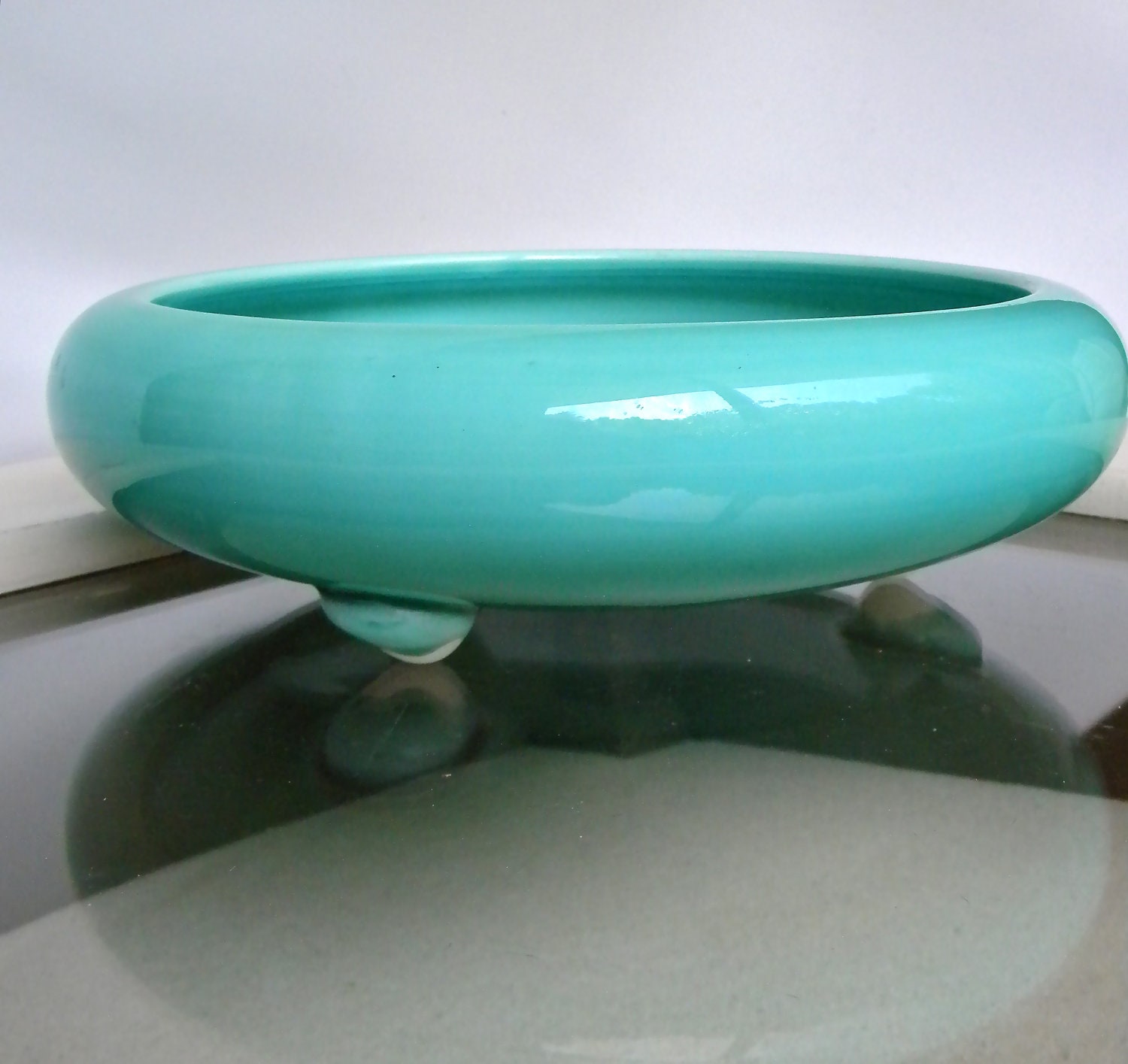 Vintage Turquoise/Teal  Aqua Blue Mid Century Ceramic Planter