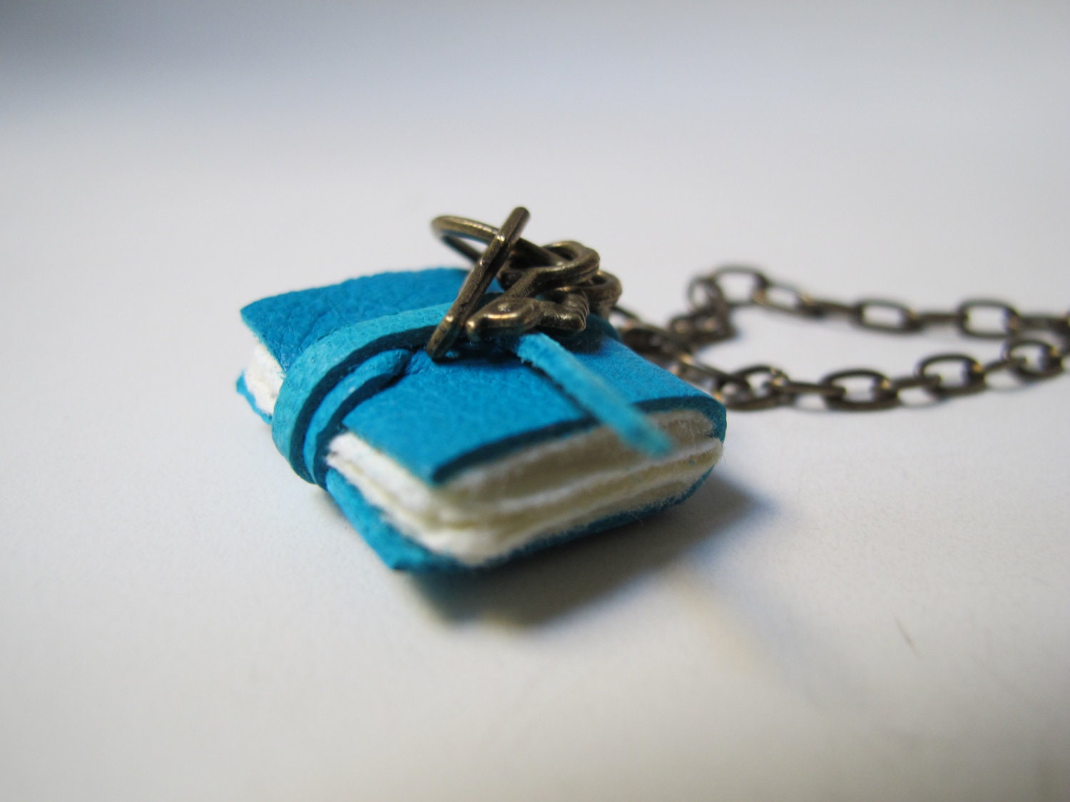 Mini book necklace, with keys for your heart