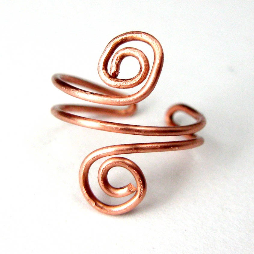 Copper Wire Ear Cuff, Swirl, Simple