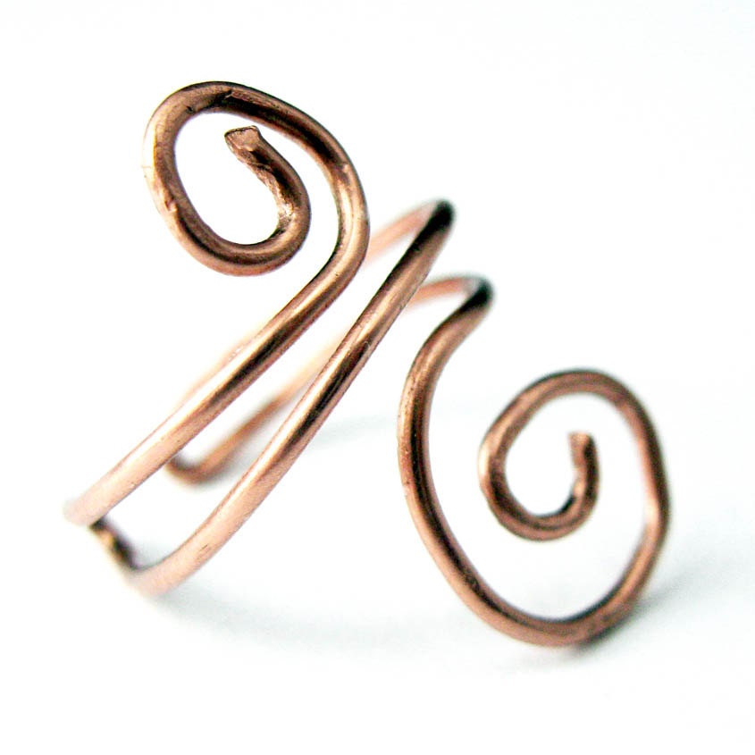 Copper Wire Ear Cuff, Swirl, Medium