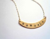 Namaste necklace. Delicate personalized necklace in brass or silver.