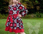 Long Sleeve Double Layered Split Dress with Drop Waist Size 5/6